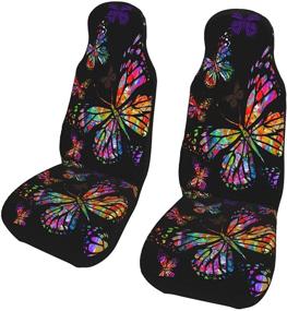 img 4 attached to Foruidea Colorful Butterfly Car Seat Covers Universal 2 Pcs Auto Front Seat Cover Fit Most Cars