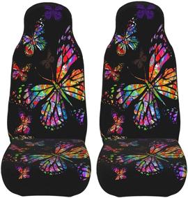 img 3 attached to Foruidea Colorful Butterfly Car Seat Covers Universal 2 Pcs Auto Front Seat Cover Fit Most Cars