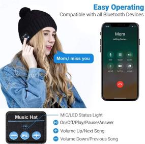img 1 attached to Bluetooth Шапка для женщин, зимний Верховый спорт Пом Пом Бини с встроенными динамиками и микрофоном