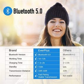 img 3 attached to Bluetooth Hat for Women, Winter Outdoor Sports Pom Pom Beanie with Built-in Speakers & Microphone