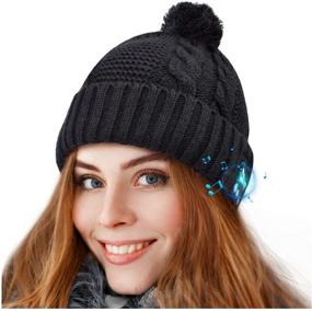 img 4 attached to Bluetooth Hat for Women, Winter Outdoor Sports Pom Pom Beanie with Built-in Speakers & Microphone