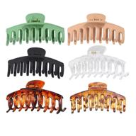 🌈 large hair claw clip, 4.33 inch strong hold hair clip for thick hair, non-slip hair claw clip, vibrant colorful acrylic hair clip set for women (6pcs tortoiseshell matte) logo