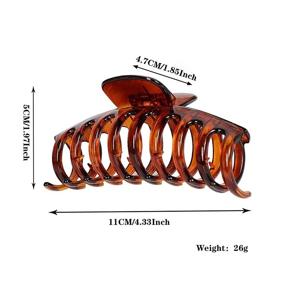 img 3 attached to 🌈 Большая заколка когтем для волос, 4,33 дюйма, сильная фиксация, для густых волос, непровисающая заколка для волос, яркий цветной набор из акрила для волос для женщин (6 штук, тортильный матовый).