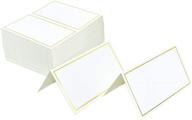 📆 jabinco pack of 100 place cards - small tent cards with elegant gold foil border - ideal for weddings, banquets, events, 2 x 3.5 inches logo