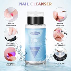 img 1 attached to 💅 U-Shinein 200ml Nail Slip Solution, 4-in-1 Poly Nail Gel Slip Solution for Poly Nail Extension Gel & Builder Gel, Liquid Slip Solution for Nail Cleaning & Polish Removal with Nail Brush Nail Art