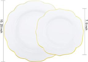 img 2 attached to 🍽️ NOCCUR 120PCS Gold Plastic Plates - Elegant White Plates with Gold Rim for Thanksgiving, Weddings, and Parties - 60 Dinner & 60 Dessert Plates Set