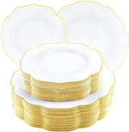 🍽️ noccur 120pcs gold plastic plates - elegant white plates with gold rim for thanksgiving, weddings, and parties - 60 dinner & 60 dessert plates set logo