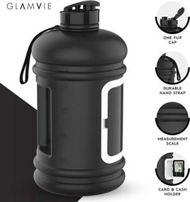 img 3 attached to 💧 GLAMVIE Half Gallon Sports Water Bottle with Handle - 2.2L Big Reusable Water Jug for Sport & Fitness, Built-In Storage Case for Cash & Cards, Eco-Friendly & BPA-Free, Matte Grey