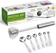 🍵 enhance your matcha experience: modern matcha whisk set blender + matcha & vitamin supplements measuring spoons - milk frother, mixer stirrer, versatile kitchen tools for blending, whisking, beating logo