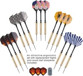 img 3 attached to 🎯 Ultimate UZOPI Steel Tip Darts Set for Players of Every Skill Level - 15 Packs, 18g with Dart Sharpener, 3 Extra Flights, and Quality Construction, Ideal for Rec Rooms, Man Caves, Bars, and Game Rooms