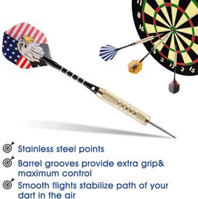 img 2 attached to 🎯 Ultimate UZOPI Steel Tip Darts Set for Players of Every Skill Level - 15 Packs, 18g with Dart Sharpener, 3 Extra Flights, and Quality Construction, Ideal for Rec Rooms, Man Caves, Bars, and Game Rooms