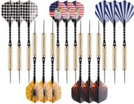 🎯 ultimate uzopi steel tip darts set for players of every skill level - 15 packs, 18g with dart sharpener, 3 extra flights, and quality construction, ideal for rec rooms, man caves, bars, and game rooms логотип