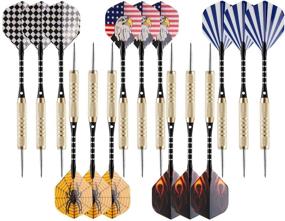 img 4 attached to 🎯 Ultimate UZOPI Steel Tip Darts Set for Players of Every Skill Level - 15 Packs, 18g with Dart Sharpener, 3 Extra Flights, and Quality Construction, Ideal for Rec Rooms, Man Caves, Bars, and Game Rooms