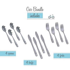 img 3 attached to 🍽️ 12-Piece Kids and Toddler Utensils Silverware Set - Forks, Spoons, and Knives for Preschoolers and Babies - Kid-Friendly Metal Flatware Set for Children