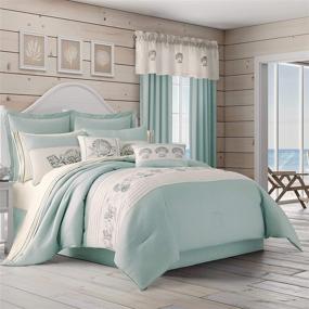 img 3 attached to Aqua Coastal Nautical 4 Piece Comforter Set, Queen 92x90 - Royal Court Water's Edge