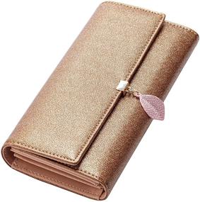 img 1 attached to Starry Bronze Leather Women's Wallet: Long Card Holder, Clutch Handbag, & Cellphone Case with 🌟 Large Capacity - Trifold, Many Departments, Ideal for Travel, Credit Card Organizer for Girls & Ladies