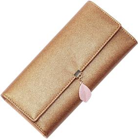 img 4 attached to Starry Bronze Leather Women's Wallet: Long Card Holder, Clutch Handbag, & Cellphone Case with 🌟 Large Capacity - Trifold, Many Departments, Ideal for Travel, Credit Card Organizer for Girls & Ladies