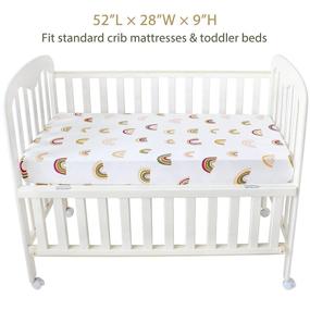 img 2 attached to LifeTree Fitted Crib Sheets for Baby Boys Girls - Vintage Rainbow Print Cotton Unisex Toddler Bed Sheet - Fits Standard Crib and Toddler Mattresses - Silky Soft, Breathable, 28in x 52in