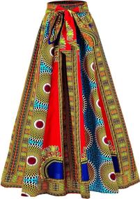 img 4 attached to Shenbolen Women's African Dashiki Maxi Skirt with Elastic Waist - One Size Fits All