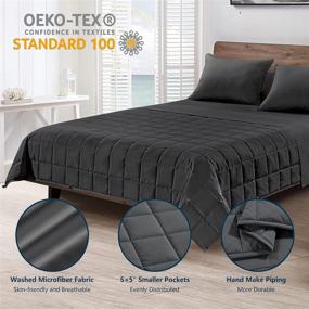 img 3 attached to 🛏️ CozyLux Queen Weighted Blanket Dark Grey 15 lbs: Oeko-TEX Certified, Removable Duvet Cover, Premium Glass Beads, Heavy & Washable - 60"x80