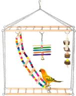 🐦 aag ladders swing bird toys: large medium natural wood chewing toy for parrot cage with bells - perfect for small parakeets, cockatiels, conures, macaws, and cockatoos logo