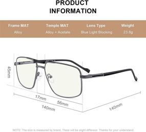 img 1 attached to 👓 Enhance Your Comfort and Protect Your Eyes with RB.Pilot Reading Glasses for Men - Square Double Bridge Computer Readers with Blue Light Blocking Technology