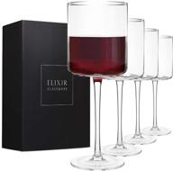 🍷 premium square red wine glasses set of 4 - hand blown edge & modern flat bottom - large 17oz stemmed wine glasses for cabernet, pinot noir, burgundy, bordeaux - clear & unique design logo