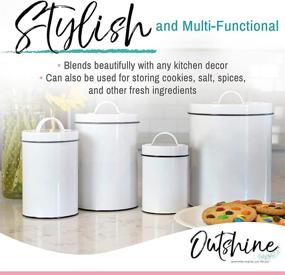 img 1 attached to 🏡 White Farmhouse Nesting Kitchen Canisters Set of 4 by Outshine - Multipurpose Storage for Flour, Coffee, Tea, Sugar, Pens, Brushes, Makeup, Accessories, and More - Ideal Gift for Housewarming, Birthday, Wedding