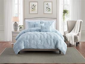 img 2 attached to 🌸 Swift Home Premium Bedding Set Collection: 3-Piece Ruched 3D Floral Pintuck Comforter Set in Baby Blue - Full/Queen Size