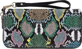 img 2 attached to 👛 Stylish Leather Single Zipper Wristlet Wallet in Multi Python Design