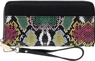 👛 stylish leather single zipper wristlet wallet in multi python design logo