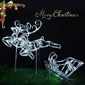 img 4 attached to 🦌 White Pre-Lit LED Reindeer and Sleigh Set: Acrylic Christmas Figures for Lawn & Indoor Decoration