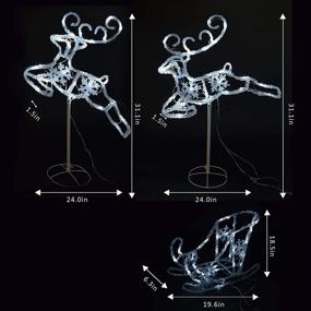 img 3 attached to 🦌 White Pre-Lit LED Reindeer and Sleigh Set: Acrylic Christmas Figures for Lawn & Indoor Decoration