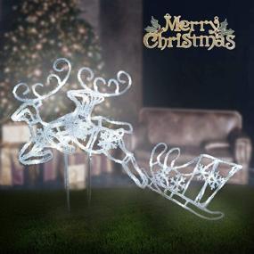 img 1 attached to 🦌 White Pre-Lit LED Reindeer and Sleigh Set: Acrylic Christmas Figures for Lawn & Indoor Decoration