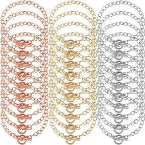 img 4 attached to 📿 DIY Jewelry Making Bracelets Chains - 30-Piece Bracelet Link Chains with OT Toggle Clasp, Round Link Chain Bracelets for Girlfriend Wife Lover Mother (Gold, Silver, Rose Gold)