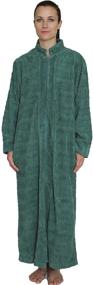img 2 attached to 👘 NDK New York Women's 100% Cotton Chenille Bathrobe with Zipper Front - Length: 52 inches