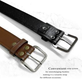 img 1 attached to 👔 Genuine Leather Silver Brown Belts for Men - BS1303 S002B Uniform Men's Accessories