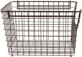 img 2 attached to 📦 Vintage-Inspired Steel Wire Storage Bin - Spectrum Diversified Scoop Stackable Basket for Pantry, Closet Organization | Modular Stacking System in Medium Size, Bronze