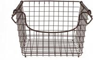 📦 vintage-inspired steel wire storage bin - spectrum diversified scoop stackable basket for pantry, closet organization | modular stacking system in medium size, bronze logo