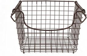 img 4 attached to 📦 Vintage-Inspired Steel Wire Storage Bin - Spectrum Diversified Scoop Stackable Basket for Pantry, Closet Organization | Modular Stacking System in Medium Size, Bronze