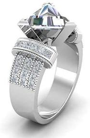 img 2 attached to 💍 Белоснежное серебряное обручальное кольцо DUANMEINAD с трехгранным ограном белого сапфира для женщин, размер 6-10 (US Code 9) - улучшенный SEO.