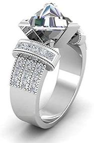 img 4 attached to 💍 Белоснежное серебряное обручальное кольцо DUANMEINAD с трехгранным ограном белого сапфира для женщин, размер 6-10 (US Code 9) - улучшенный SEO.