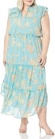 img 4 attached to 👗 Jessica Simpson Women's Katie Ruffle Trim Maxi Dress with Three Tier Design