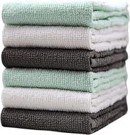 🧽 large aqua cotton kitchen hand towels (16.5”x 26”, 6 pack) – pleasant home tea towels set – textured solid dyed – high absorbency (369 gsm) logo