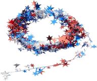 ✨ gleam 'n flex star garland by beistle - 25ft, red silver blue logo