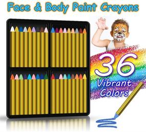 img 3 attached to 🎨 36 Color Kids Face Paint Crayons Kit - 3.25" Face & Body Painting Set for Sensitive Skin, Halloween Makeup Paint