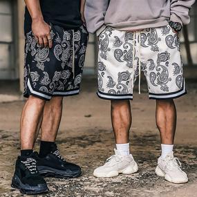 img 3 attached to Stay Stylish and Organized with MECH-ENG Men's Paisley Workout Gym Shorts featuring Zipper Pockets