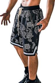 img 4 attached to Stay Stylish and Organized with MECH-ENG Men's Paisley Workout Gym Shorts featuring Zipper Pockets