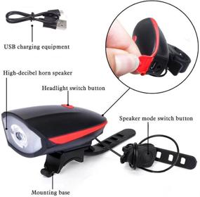 img 2 attached to 🚴 USB Rechargeable Bicycle Light Set with Horn: Super Bright, Easy Install - Waterproof, Lightweight, Fits All Mountain and Road Bikes - Ensures Far Visibility