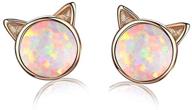 cinily opal stud earrings: hypoallergenic cute jewelry gifts in white gold/rose gold plated designs - perfect for women, girls with sensitive ears logo